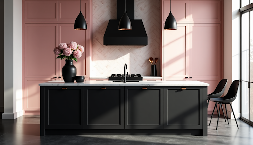 Pink and Black Kitchen Decor